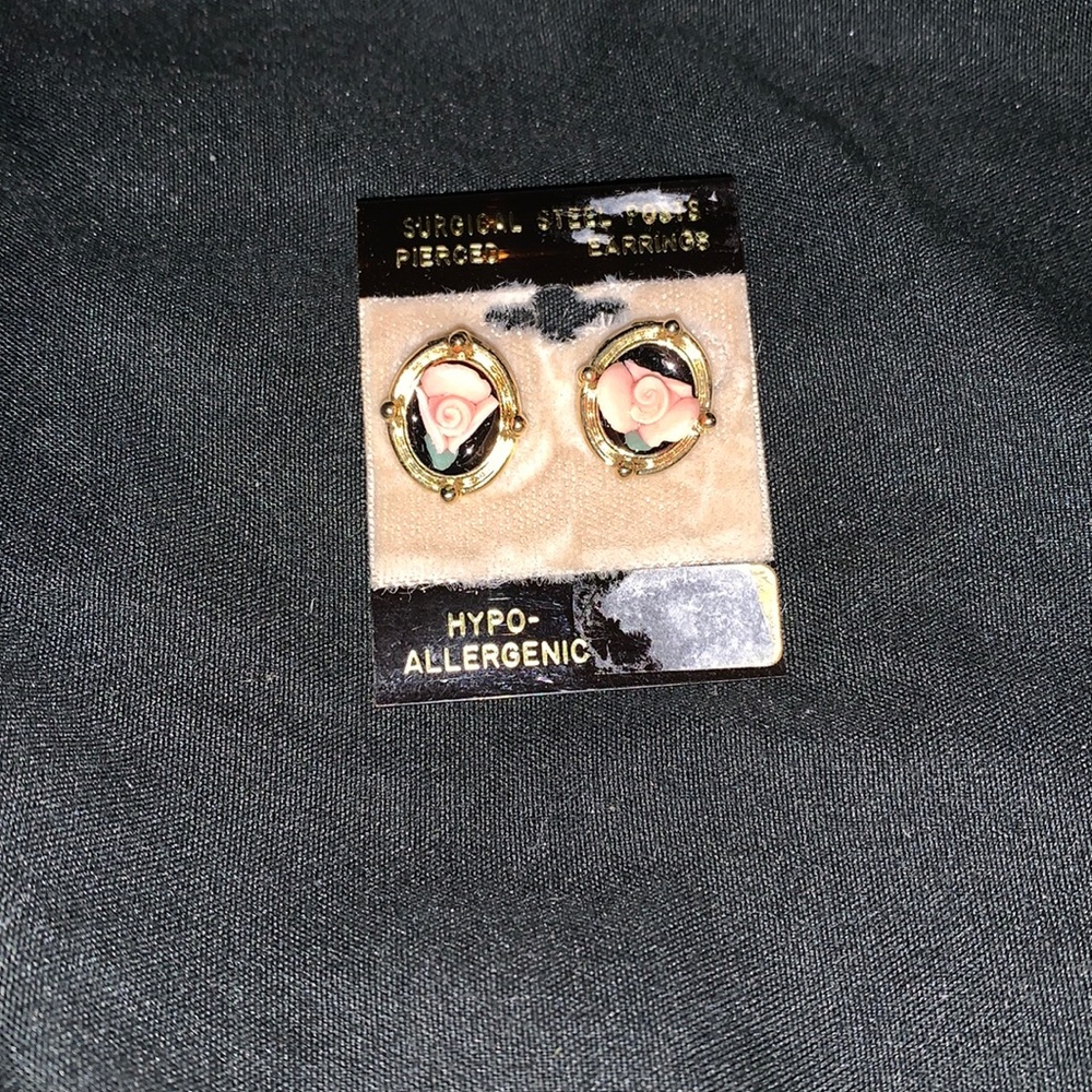 Rose surgical steel post earrings